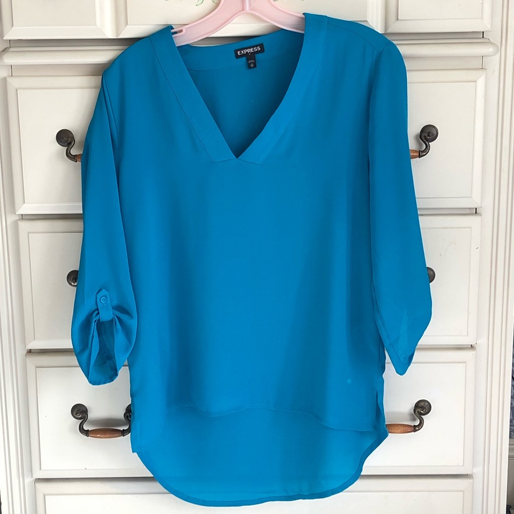 Teal V Neck Express Shirt
